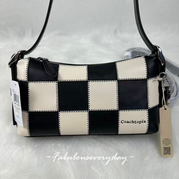 Coach Alter/Ego Small Slouchy Shoulder Bag In Checkerboard Leather CAO22 NWT - Picture 3 of 11